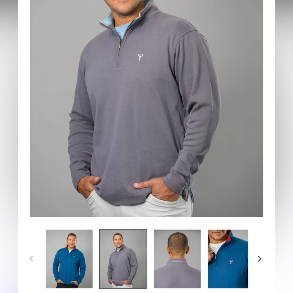 The Hamptons Men's Gray Quarter-Zip Pullover with Logo XL